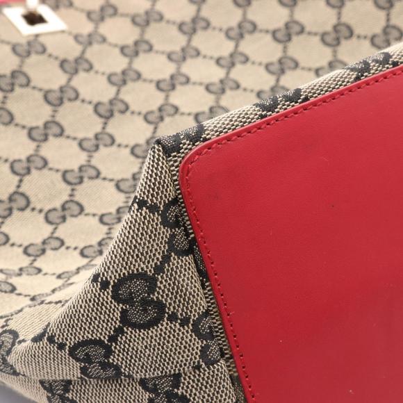 GUCCI GG Canvas Tote Bag Leather Women's Beige Black Red 002 1098 - Picture 6 of 11